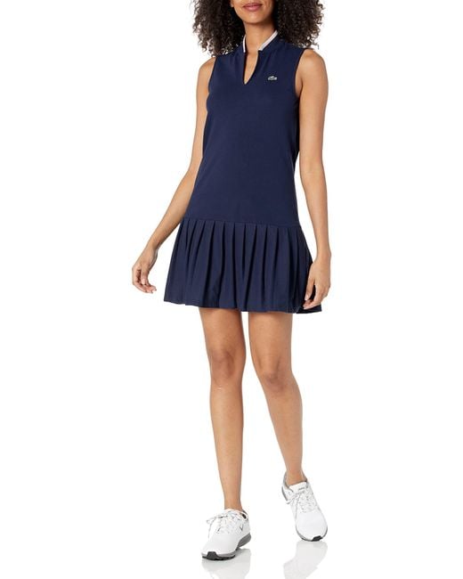 Lacoste Sport Sleeveless Pleated Bottom Golf Dress in Blue Lyst