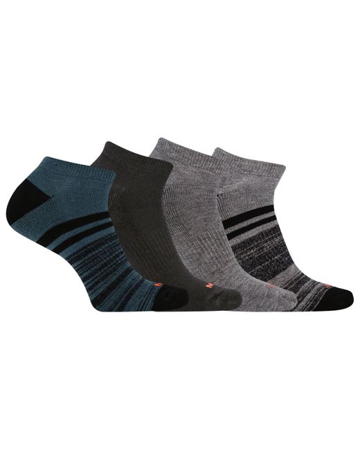 Merrell Black And- Cushioned Midweight Low Cut Socks-4 Pair Pack- Moisture Agement And Anti-odor