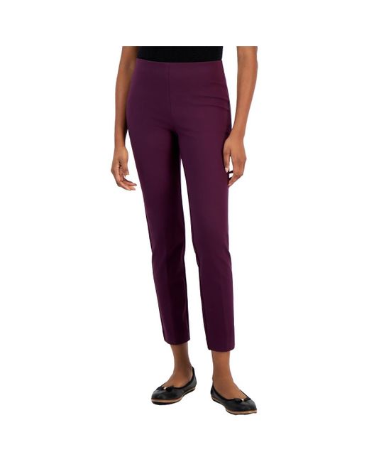 Anne Klein Purple Solid Viscose Ankle Pants