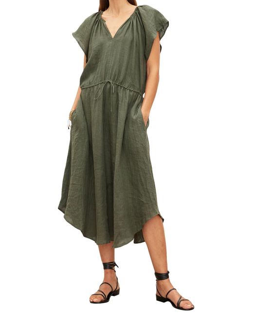 Velvet By Graham & Spencer Green Velvet By Graham And Spencer Pepper Short Sleeve Midi Dress