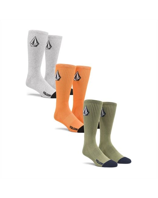 Volcom White S Full Stone Sock 3-pack for men
