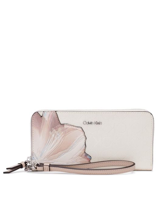 Calvin Klein Pink Key Item Saffiano Continental Zip Around Wallet With Wristlet Strap