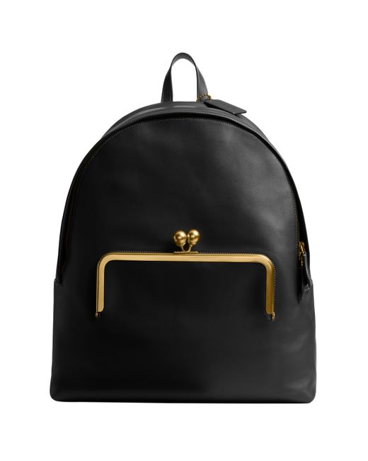 COACH Black Kisslock Frame Backpack