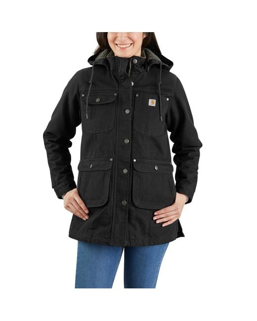 Carhartt Black Loose Fit Weathered Duck Coat