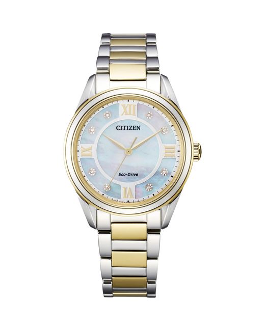 Citizen Metallic Eco-drive Dress Classic Arezzo Diamond Two-tone Stainless Steel Watch