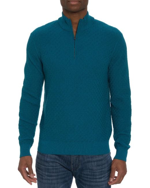 Robert Graham Blue 's Reisman 1/4-zip Long-sleeve Sweater for men