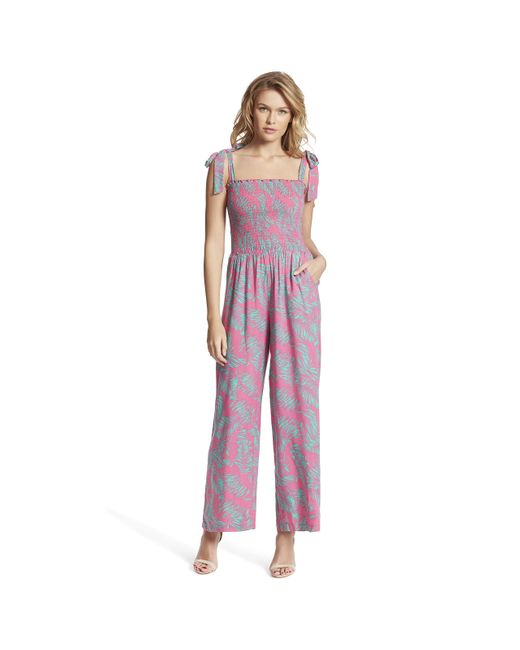 Romie Shoulder Tie Smocked Jumpsuit 