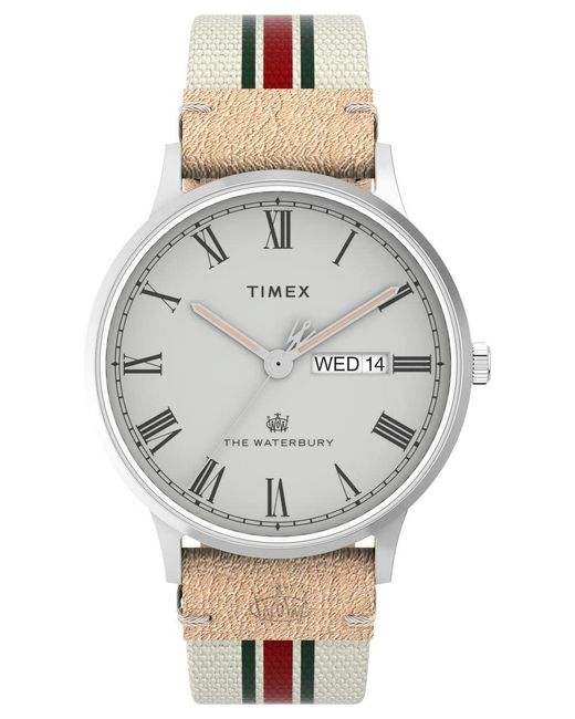 Timex White Strap Gray Dial Stainless Steel for men