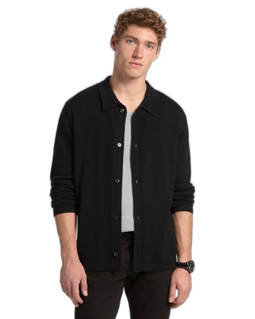 Michael Kors Black Merino Button Front Cardigan Sweater for men