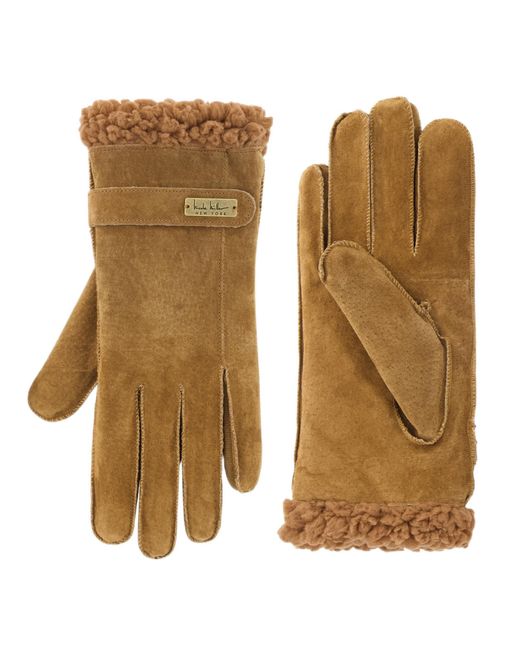 Nicole Miller Multicolor Suede Leather Gloves Warm For Cold Weather Sherpa