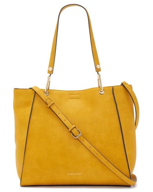 Calvin Klein Leather Reyna North/south Tote in Yellow - Lyst