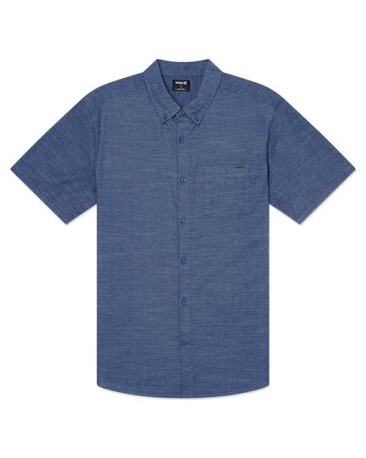 Hurley Blue Icon Stretch Short Sleeve Button Down Shirt for men