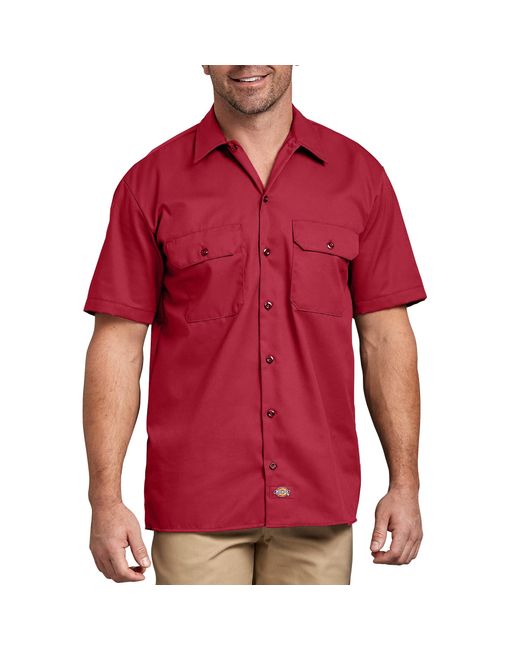 Dickies Red Short Sleeve Work Shirt for men