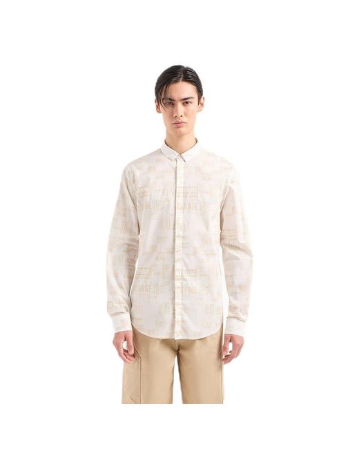 Emporio Armani Natural A | X Armani Exchange Long Sleeve Button Down Shirt. Slim Fit for men