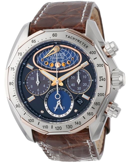 Citizen Av3006-09e The Signature Collection Eco-drive Moon Phase Flyback  Chronograph Watch in Blue for Men | Lyst | Quarzuhren