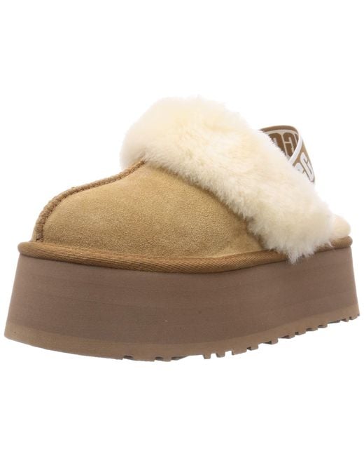 UGG Funkette Sheepskin-lined Suede Platform Slingback Slippers in Chestnut  (Brown) - Save 47% - Lyst