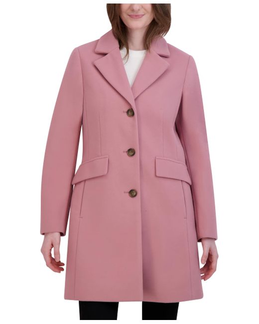 Laundry by Shelli Segal Pink Faux Wool Coat With Notch Collar