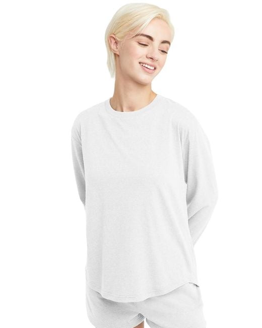 Hanes White Originals Tri-blend Long-sleeve T-shirt