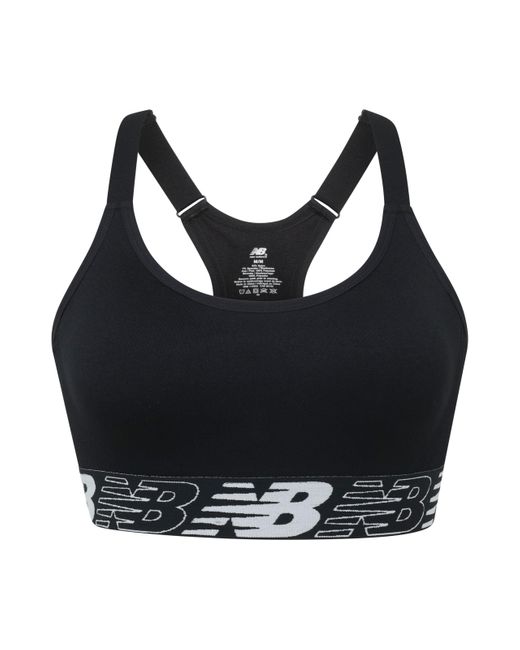 New Balance Black Seamless Medium Support Racerback Cami Sport Bra With Adjustable Straps And Removable Pads