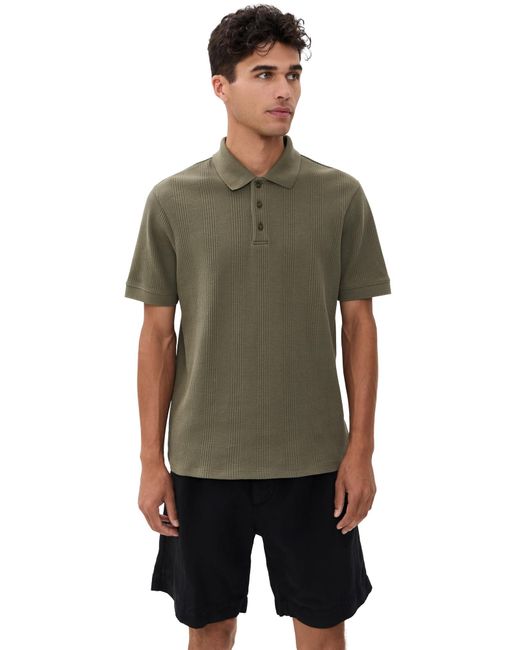 Vince Black S Short Sleeve Varigated Texture Short Sleeve Polo for men
