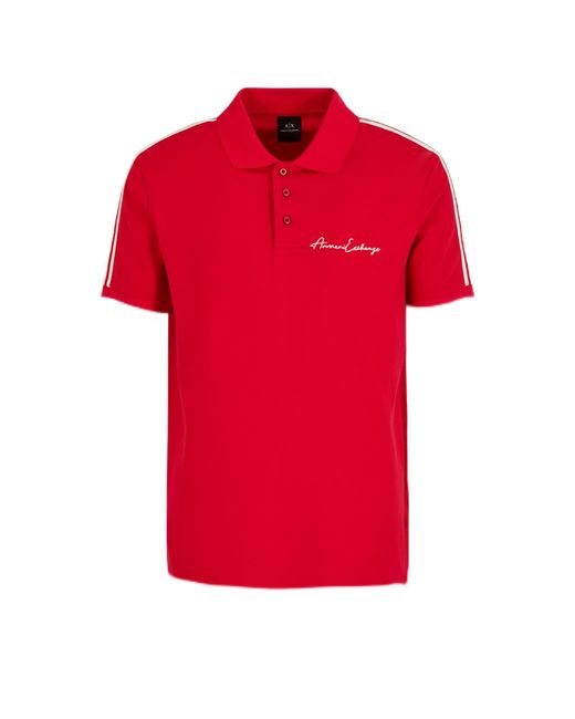 Emporio Armani Red A | X Armani Exchange Regular Fit Stretch Cotton Signature Logo Polo for men