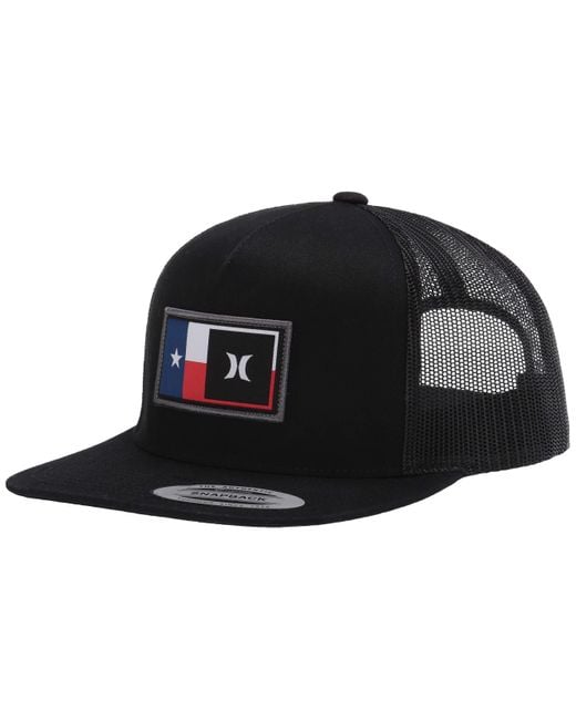 Hurley Black Destination Flat Bill Trucker Baseball Cap Hat for men