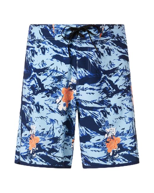 Oakley Blue Palm Florals Recycled 19" Boardshort Swim Trunks for men