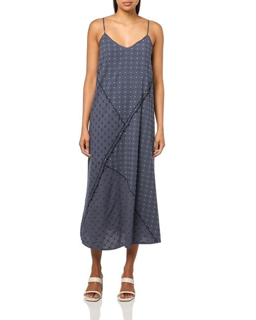 Lucky Brand Blue Textured Patchwork Dress