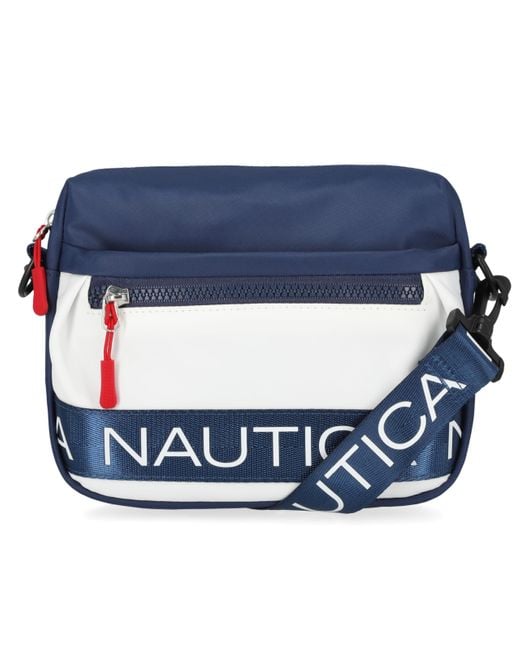 Nautica Blue Nylon Bean Crossbody/belt Bag With Adjustable Shoulder Strap
