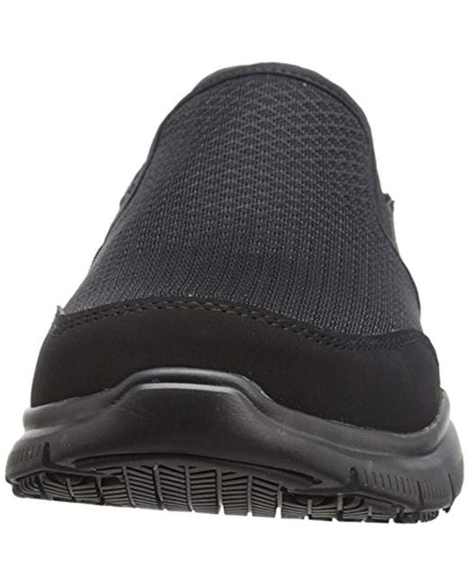 skechers men's black flex advantage slip resistant mcallen slip on