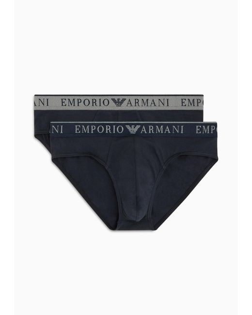 Emporio Armani Blue Two-pack Of Endurance Logo Briefs for men