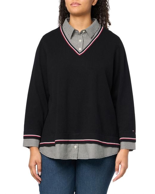 Tommy Hilfiger Black Layered Look Soft Polished Sweater Pullover