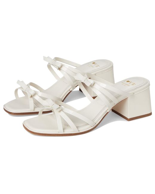 Kate Spade White Carolina Block Heel Sandals Wedge Shoes, Leather