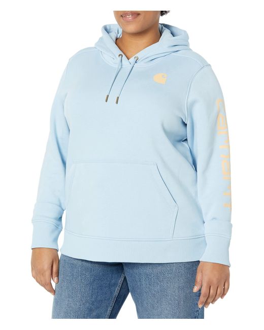 Carhartt Blue Plus Size Clarksburg Sleeve Logo Hooded Sweatshirt