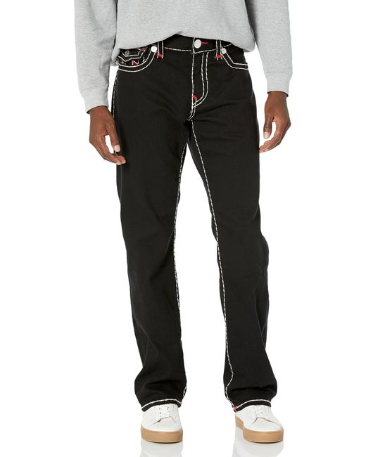 True Religion Black S Ricky Double Raised Super T Flap Straight Jeans for men