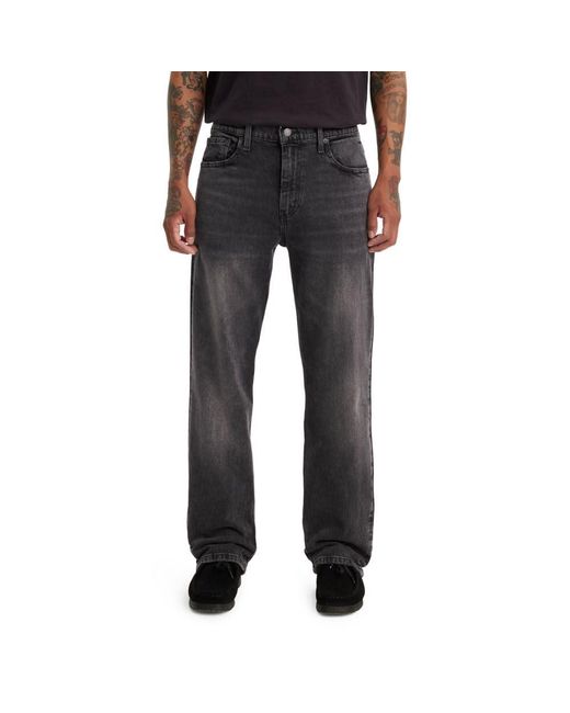 Levi's Black 569 Loose Straight Fit Jeans, for men
