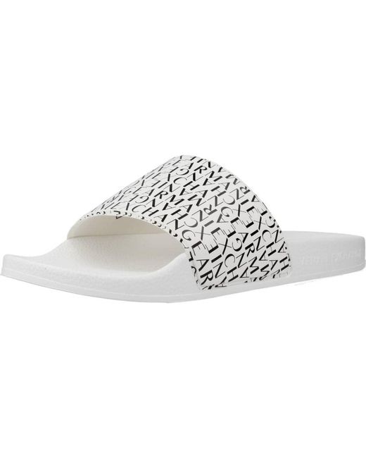 Emporio Armani White A | X Armani Exchange Logo Slide Sandal for men