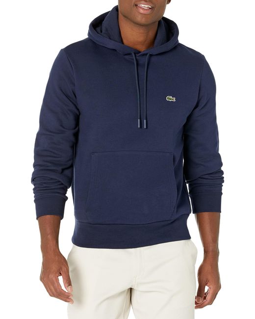 Lacoste Blue Organic Cotton Hooded Sweatshirt for men