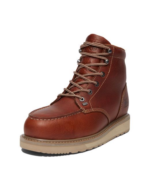 Timberland Brown Barstow 6 Inch Alloy Safety Toe Industrial Wedge Work Boot for men