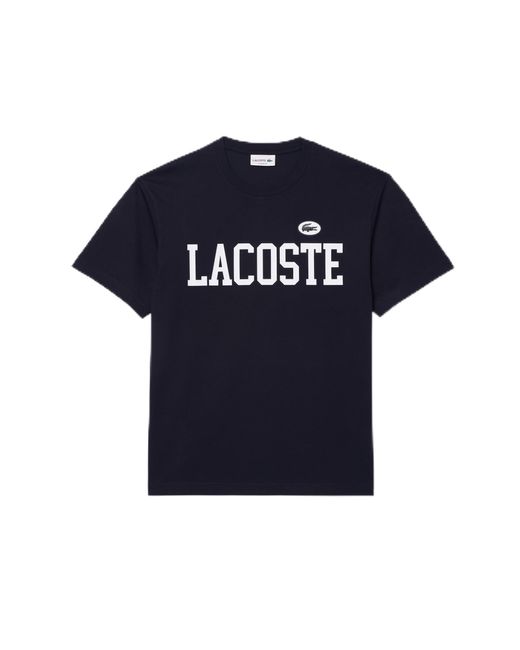 Lacoste Blue Short Sleeve Classic Fit Tee Shirt W/large Wording for men