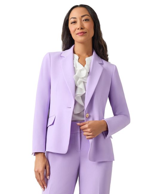 Kasper Purple Crepe One Bttn Jacket W/slit Sleeves & F