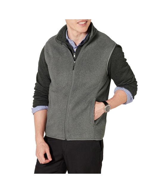 Amazon Essentials Gray Full-zip Polar Fleece Vest for men