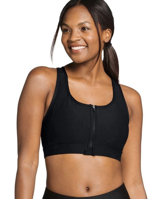 Jockey Synthetic Activewear High Impact Mesh Back Zip Front Sports Bra