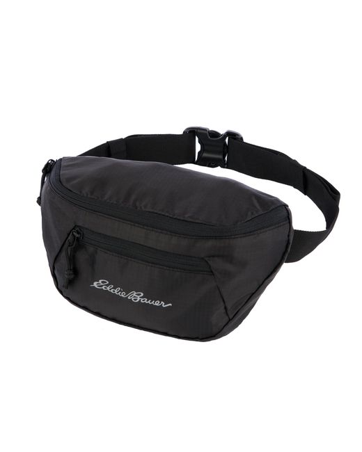 Eddie Bauer Black Stowaway Packable Waistpack-made From Ripstop Polyester With 2 Secure Zip Pockets
