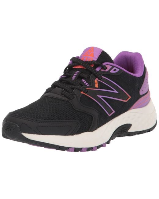 New Balance Synthetic 410 V7 Trail Running Shoe in Black/Purple (Black