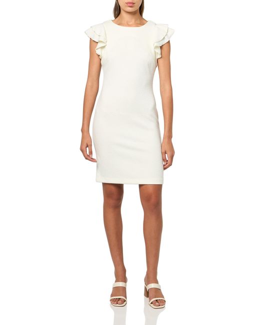 Tommy Hilfiger White Flutter Sleeve Scuba Dress
