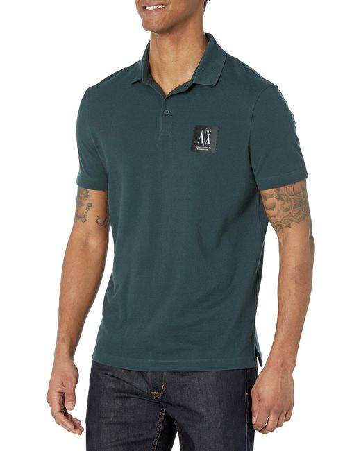 Emporio Armani Green A | X Armani Exchange Cotton Piquet Regular Fit Polo Shirt for men