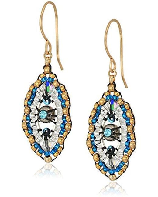 Lyst Miguel Ases Small Swarovski Center Oval Ruffle Contrast Drop Miguel Ases Blue Small Swarovski Center Oval Ruffle Contrast Drop Earrings Lyst