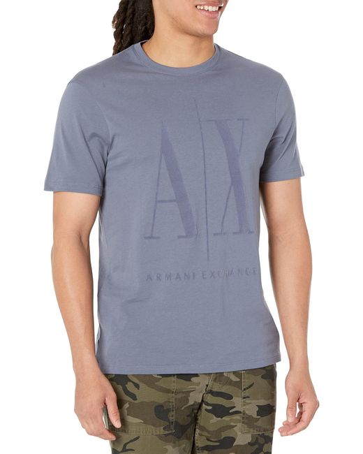 Emporio Armani Blue A|x Armani Exchange Mens Short Sleeve Tonal Icon Logo T-shirt T Shirt for men