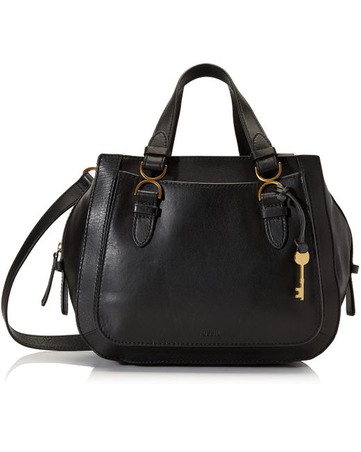 Fossil Brooke Leather Satchel Purse Handbag in Black | Lyst